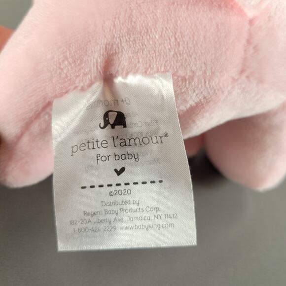 Petite L'amour Pink Elephant Plush 8" Baby Toy Soft Stuffed Animal 2020 Plushy - Picture 10 of 12